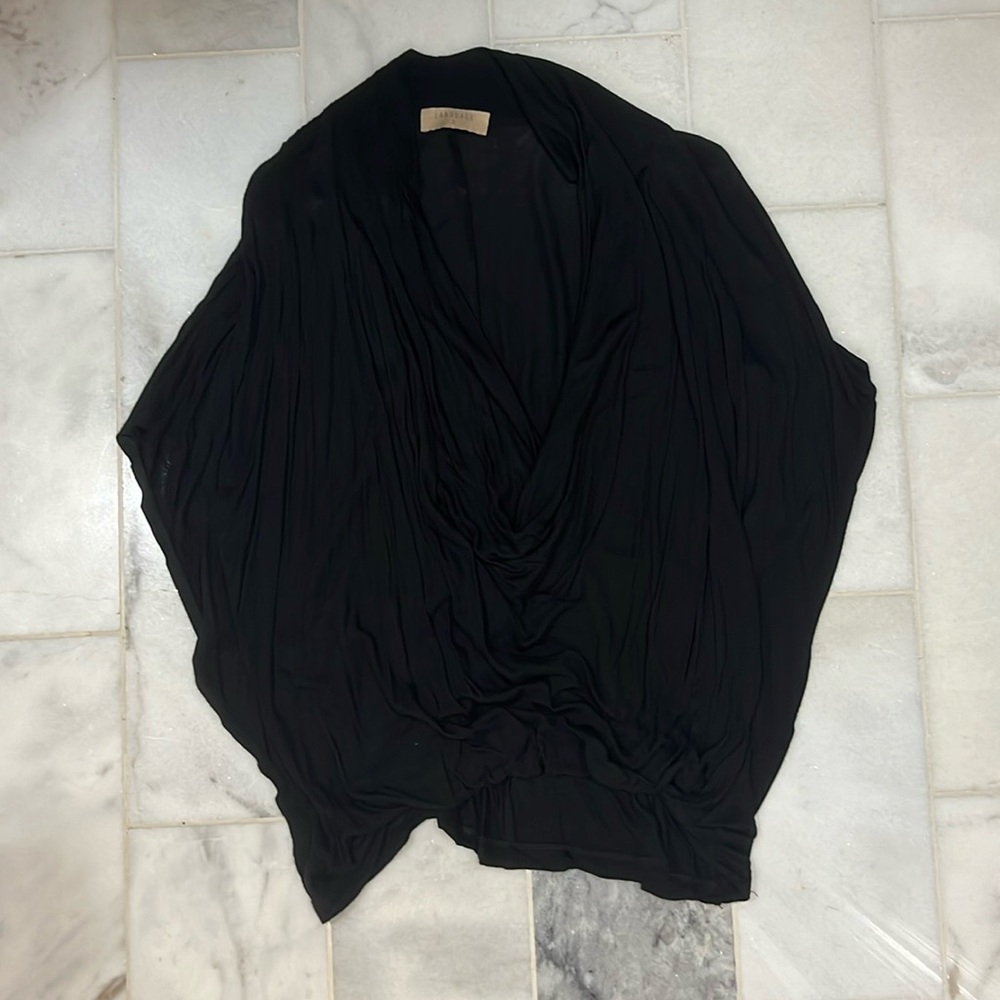 Black Short Sleeve Draped Blouse, Size Small